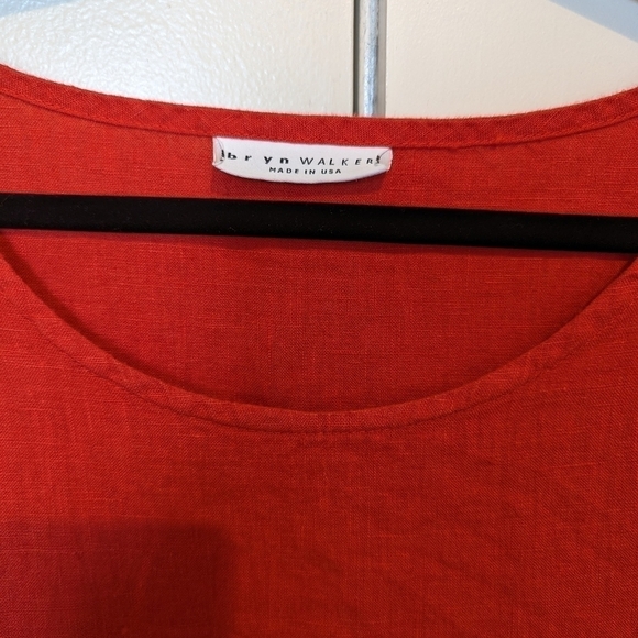 Bryn Walker asymmetrical red orange linen dress shark bite hem sz M - Picture 9 of 10